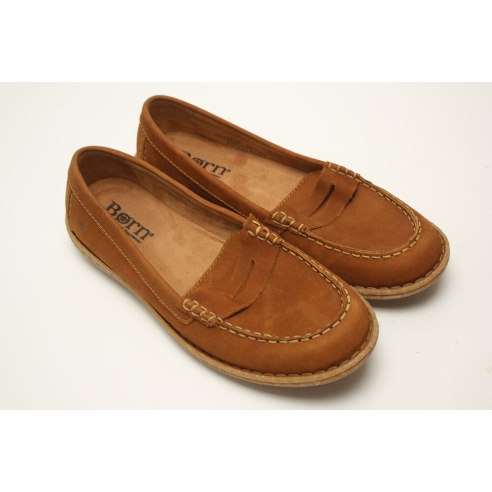 Born Shoes Mens Size 11 Brown Rust Suede Hand Crafted Driver Penny Loafers